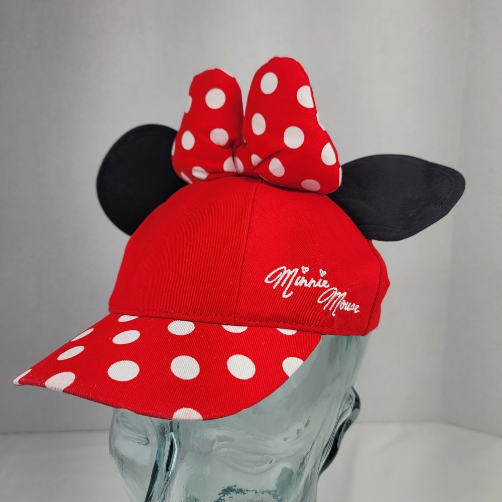 Disney Parks Minnie Mouse Bow Ears Polka Dot Snapback Baseball Cap Youth